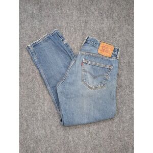 Vintage Levis 501xx 34 Jeans Distressed Denim Button Fly‎ Faded Blue Thrashed